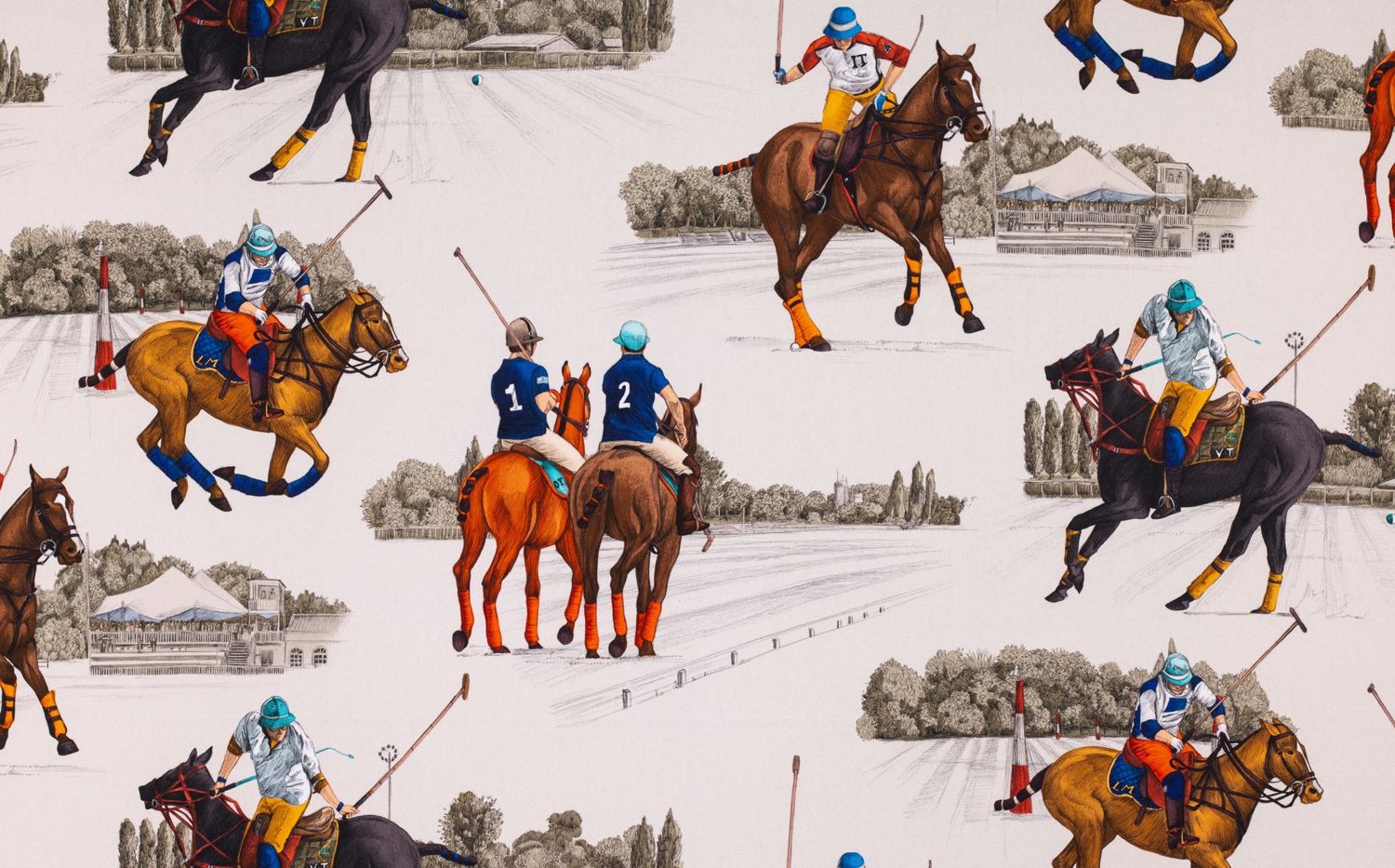 Toile de coton Estancia édition Thevenon Paris - Multicolore fond parchemin Toile de coton Estancia édition Thevenon Paris - Multicolore fond parchemin