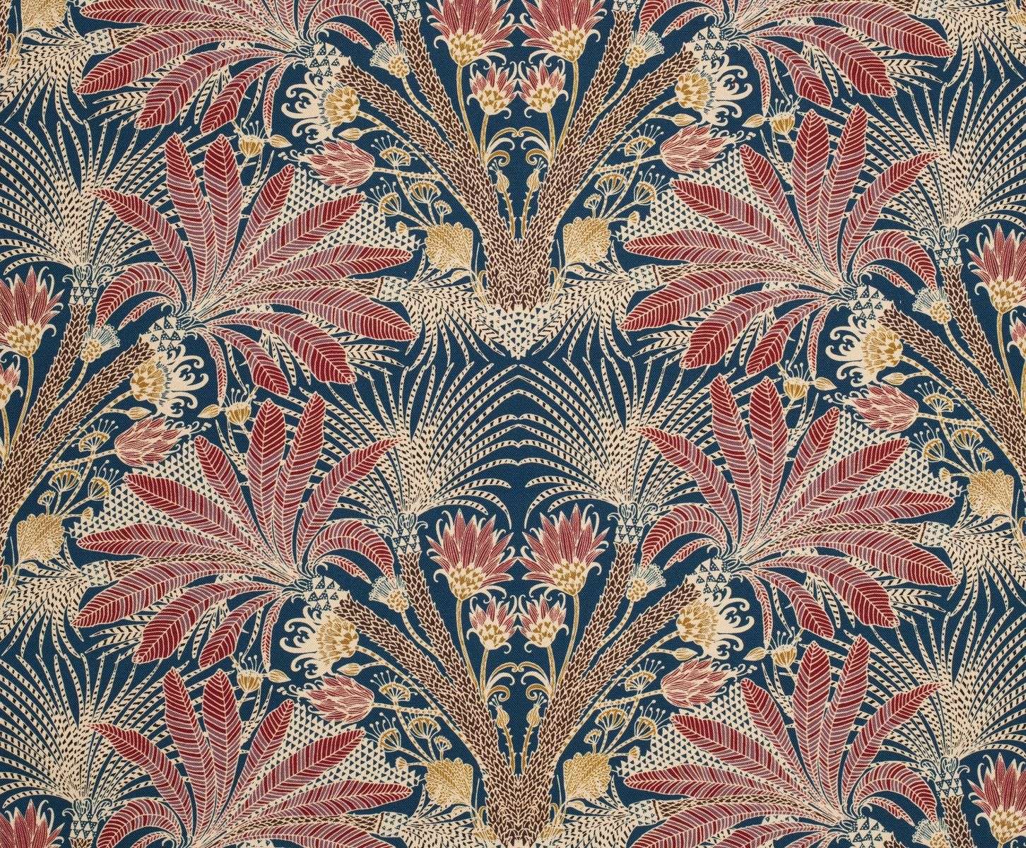Toile de coton Grand Hôtel édition Thevenon Paris - Fond bleu canard Toile de coton Grand Hôtel édition Thevenon Paris - Fond bleu canard