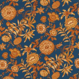 Toile de coton Jacobine édition Thevenon Paris - Caramel fond bleu