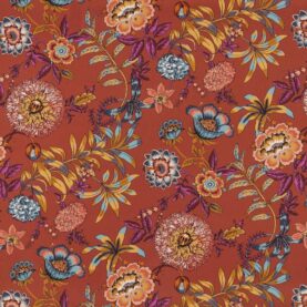 Toile de coton Jacobine édition Thevenon Paris - Multicolore fond rose terra