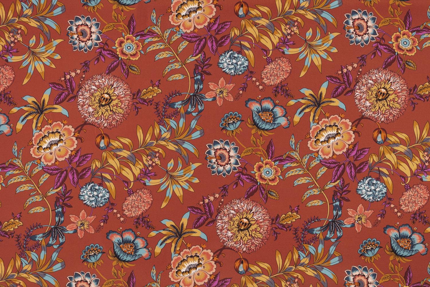 Toile de coton Jacobine édition Thevenon Paris - Multicolore fond rose terra Toile de coton Jacobine édition Thevenon Paris - Multicolore fond rose terra