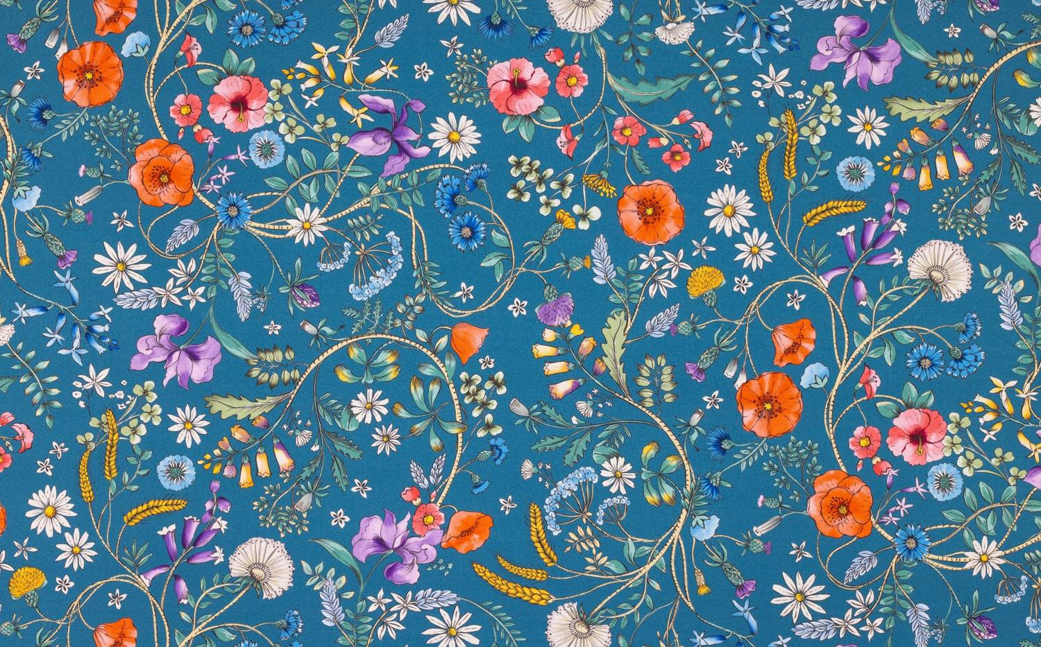 Toile de coton Jardin des secrets édition Thevenon Paris - Fond bleu orageux Toile de coton Jardin des secrets édition Thevenon Paris - Fond bleu orageux