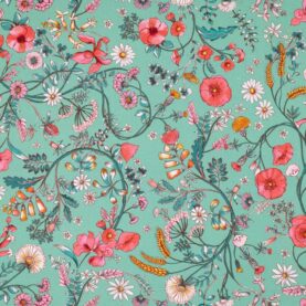 Toile de coton Jardin des secrets édition Thevenon Paris - Fond vert d'eau