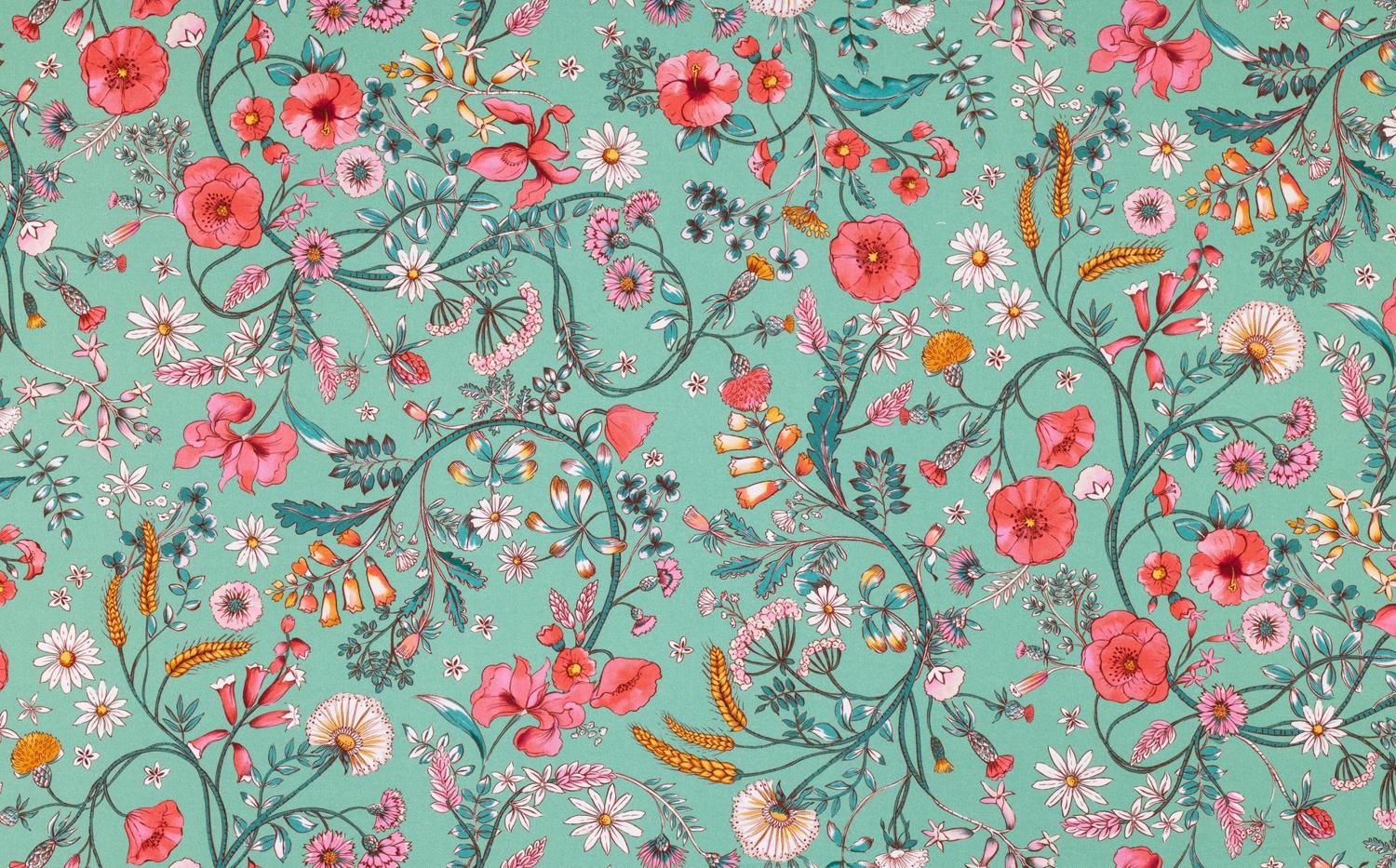 Toile de coton Jardin des secrets édition Thevenon Paris - Fond vert d'eau Toile de coton Jardin des secrets édition Thevenon Paris - Fond vert d'eau