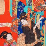 Toile de coton Kimono édition Thevenon Paris - Fond rouge
