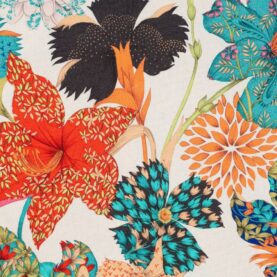 Toile de coton Kimono Flowers édition Thevenon Paris - Fond crème