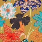 Toile de coton Kimono Flowers édition Thevenon Paris - Fond or