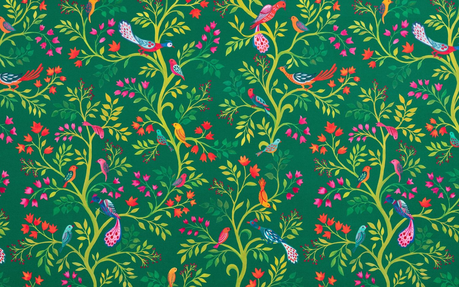 Toile de coton Mathilde édition Thevenon Paris - Fond vert Toile de coton Mathilde édition Thevenon Paris - Fond vert