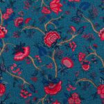 Toile de coton Monte Cristo édition Thevenon Paris - Fond bleu pétrole