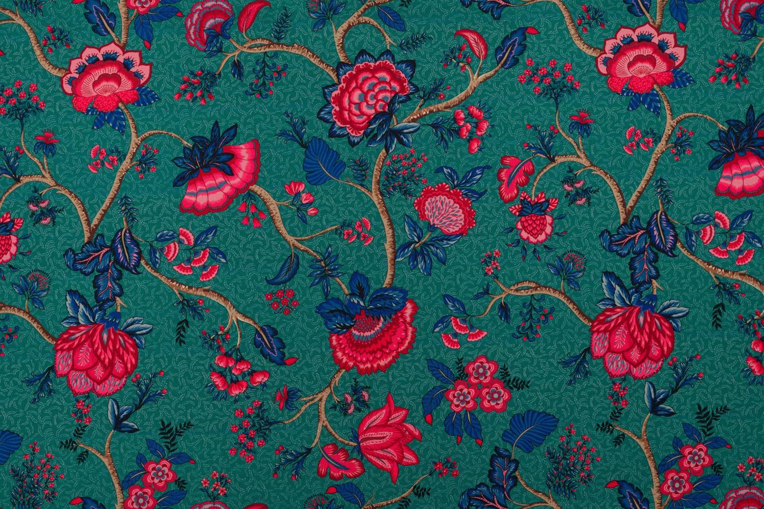 Toile de coton Monte Cristo édition Thevenon Paris - Fond vert émeraude Toile de coton Monte Cristo édition Thevenon Paris - Fond vert émeraude
