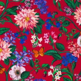 Toile de coton My World édition Thevenon Paris - Fond framboise