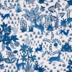 Toile de coton Paradis Island édition Thevenon Paris - Bleu faience