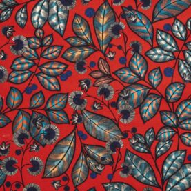 Toile de coton Rainbow Tree Grand édition Thevenon Paris - Fond rouge corail