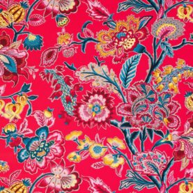 Toile de coton Romy édition Thevenon Paris - Fond framboise
