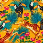 Toile de coton Toucans édition Thevenon Paris - Fond mangue