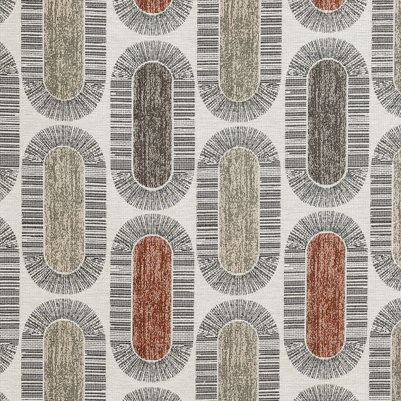 Tissu Ascot - Gris, vert et rouille Tissu Ascot - Gris, vert et rouille