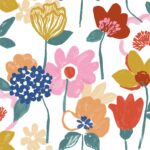 Tissu coton cretonne Fleurette – Multicolore