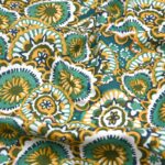 Tissu coton imprimé Gaudi – Bleu pétrole