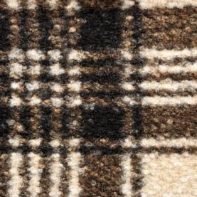 Tissu curly bouclette à carreaux - Marron et écru