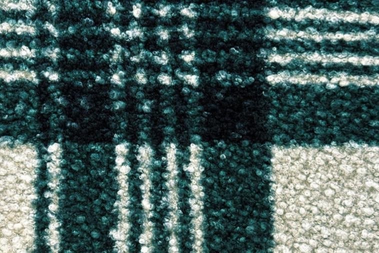 Tissu curly bouclette à carreaux - Vert et écru Tissu curly bouclette à carreaux - Vert et écru
