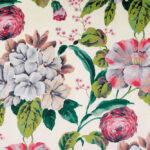 Tissu imprimé Cottage - Écru à fleurs rouges