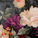 Tissu imprimé Pivoine - Noir et multicolore