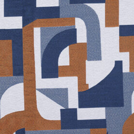 Tissu jacquard Antika - Bleu roi et camel