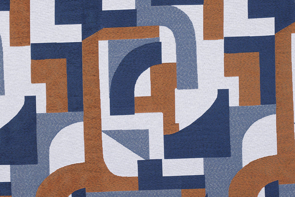 Tissu jacquard Antika - Bleu roi et camel Tissu jacquard Antika - Bleu roi et camel