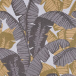 Tissu jacquard Bananier - Gris et jaune moutarde
