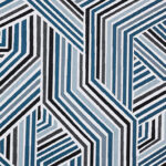 Tissu jacquard Chili - Écru, bleu et noir