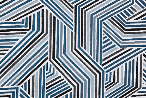 Tissu jacquard Chili - Écru, bleu et noir Tissu jacquard Chili - Écru, bleu et noir