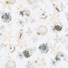 Tissu jacquard de Noël Boules – Blanc
