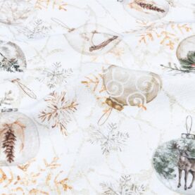 Tissu jacquard de Noël Boules – Blanc