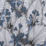 Tissu jacquard Libellule - Bleu porcelaine et blanc craie