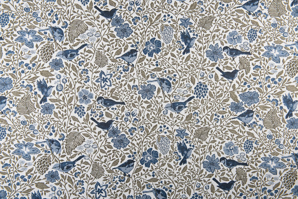 Tissu jacquard Mésange - Bleu Tissu jacquard Mésange - Bleu