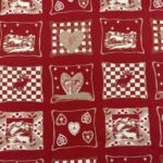 Tissu jacquard Montagne Patchwork – Rouge, écru