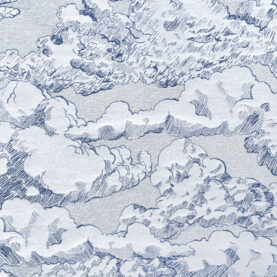 Tissu Nuage - Bleu marine et blanc