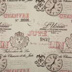 Tissu obscurcissant L'Usine - Beige, écritures rouges et noires