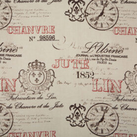 Tissu obscurcissant L'Usine - Beige, écritures rouges et noires