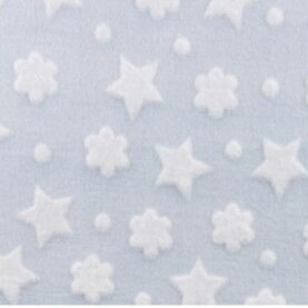 Tissu polaire bébé étoiles en relief - Bleu ciel