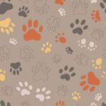 Tissu polaire imprimée empreintes de chat - Beige