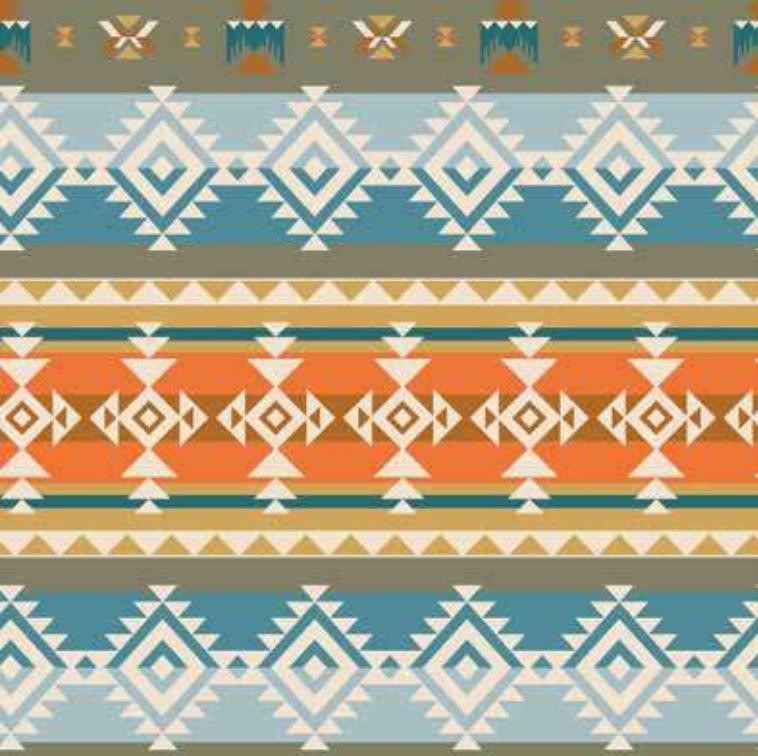 Tissu polaire imprimée ethnique - Orange et bleu Tissu polaire imprimée ethnique - Orange et bleu
