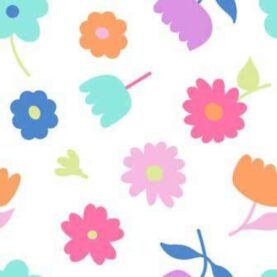 Tissu polaire imprimée fleurs - Blanc