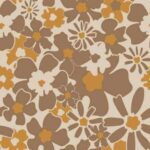 Tissu polaire imprimée fleurs rétro - Marron