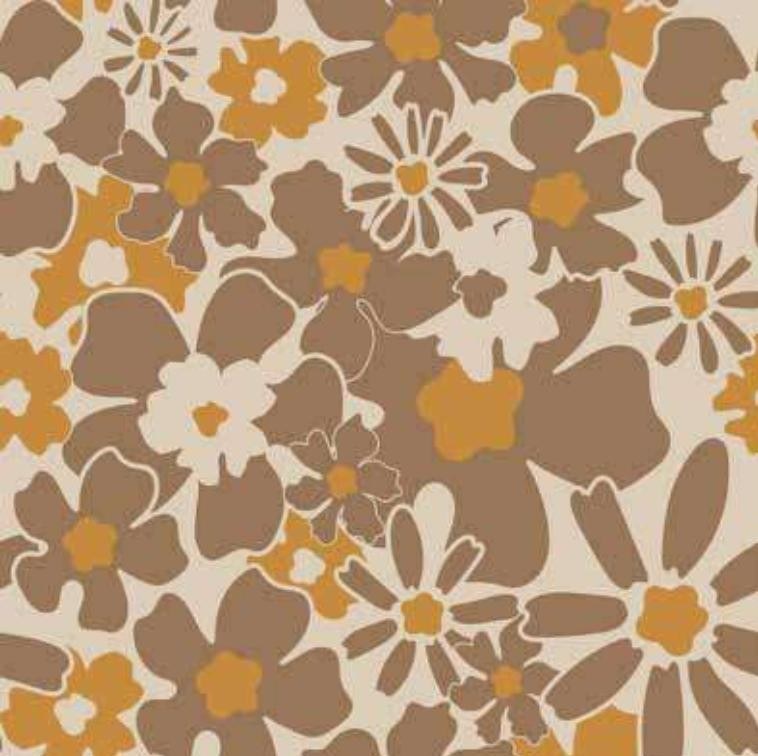 Tissu polaire imprimée fleurs rétro - Marron Tissu polaire imprimée fleurs rétro - Marron