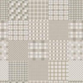 Tissu polaire imprimée patchwork carreaux - Beige