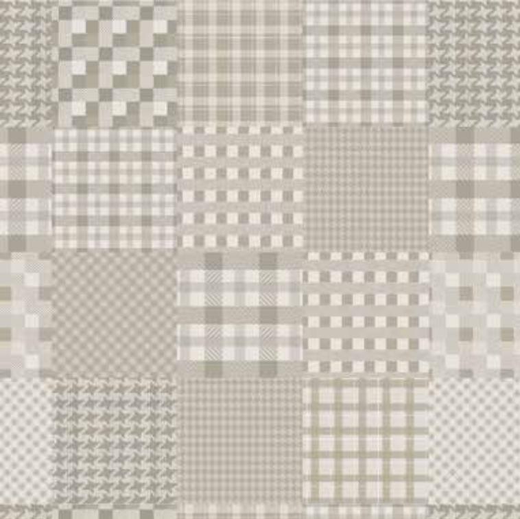Tissu polaire imprimée patchwork carreaux - Beige Tissu polaire imprimée patchwork carreaux - Beige