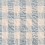 Tissu Seersucker Vichy coton - Bleu ciel, écru