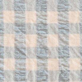 Tissu Seersucker Vichy coton - Bleu ciel, écru