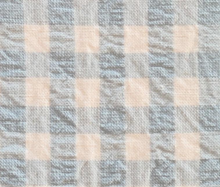 Tissu Seersucker Vichy coton - Bleu ciel, écru Tissu Seersucker Vichy coton - Bleu ciel, écru